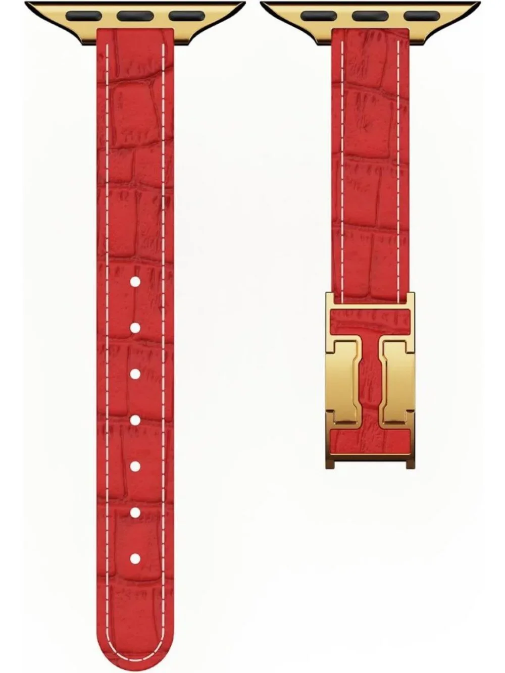 Stylish Slim Leather Band for Apple Watch | Iconic H Buckle Design, Durable